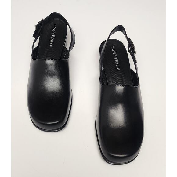 Trotters Women's Vintage Black Leather Slingback Flat Sandal Shoes Size 6.5M - Picture 1 of 9